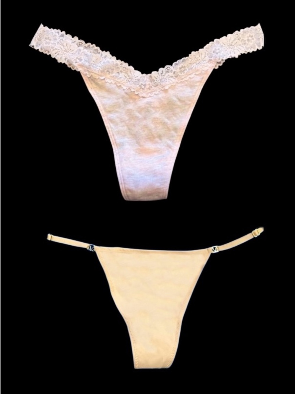 Victoria’s Secret (set of 2 ) Thong Panties - nude & light pink. Sz. L. NWT